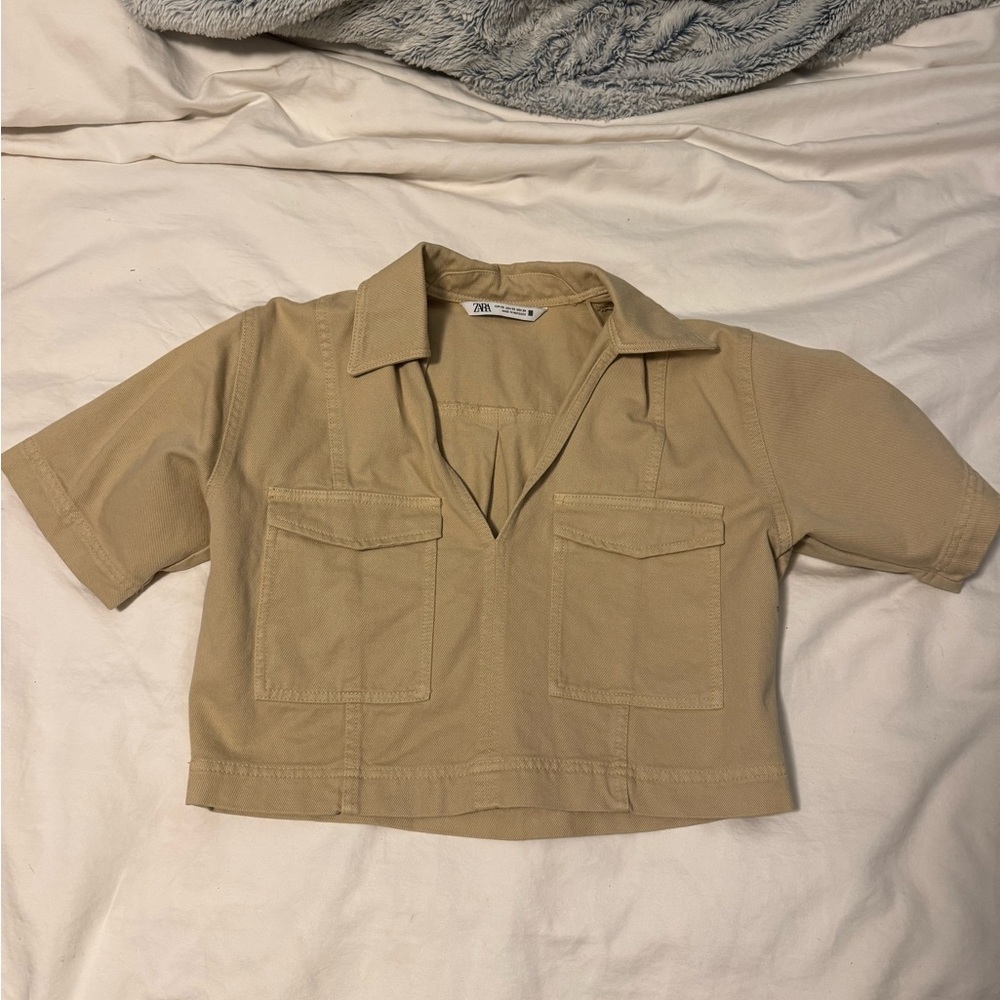 Zara Beige Collared Shirt